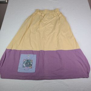 Vintage Blue Fish Womens Pull On Elastic Waist Hand Painted Maxi Yellow Purple